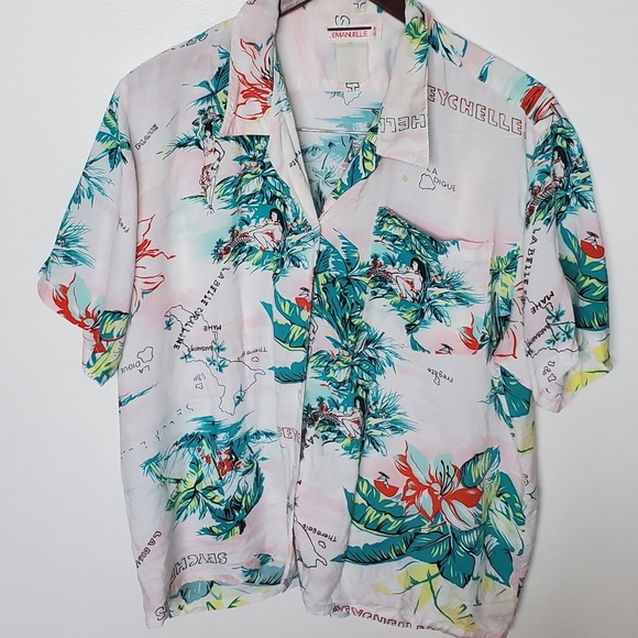 Vintage  Emanuelle Tropical Button Down Sz. M - Picture 3 of 4